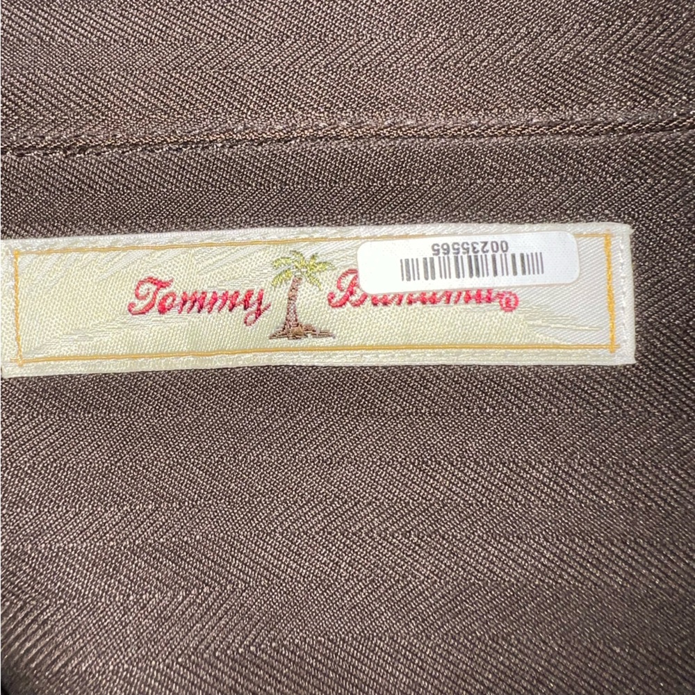 Tommy Bahama “Bar None” Brown Silk Embroidered Shirt | XXL | Button Front - Picture 8 of 9